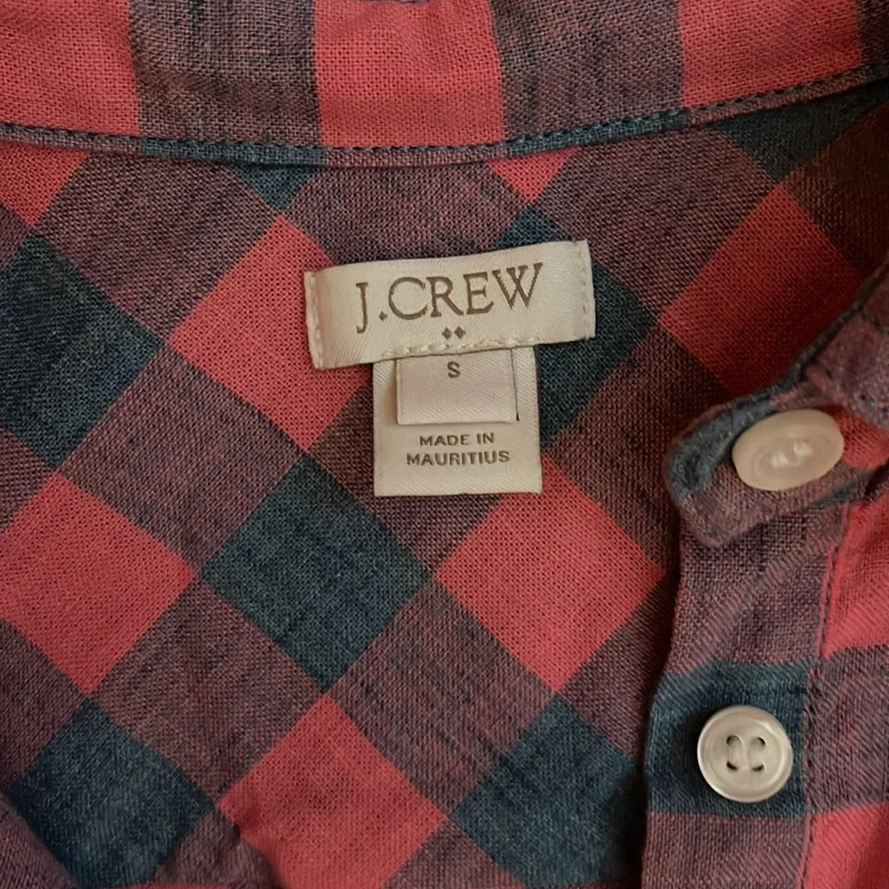 J. Crew Buffalo Plaid Flannel Half Button Down Shirt Pullover Slim Fit
